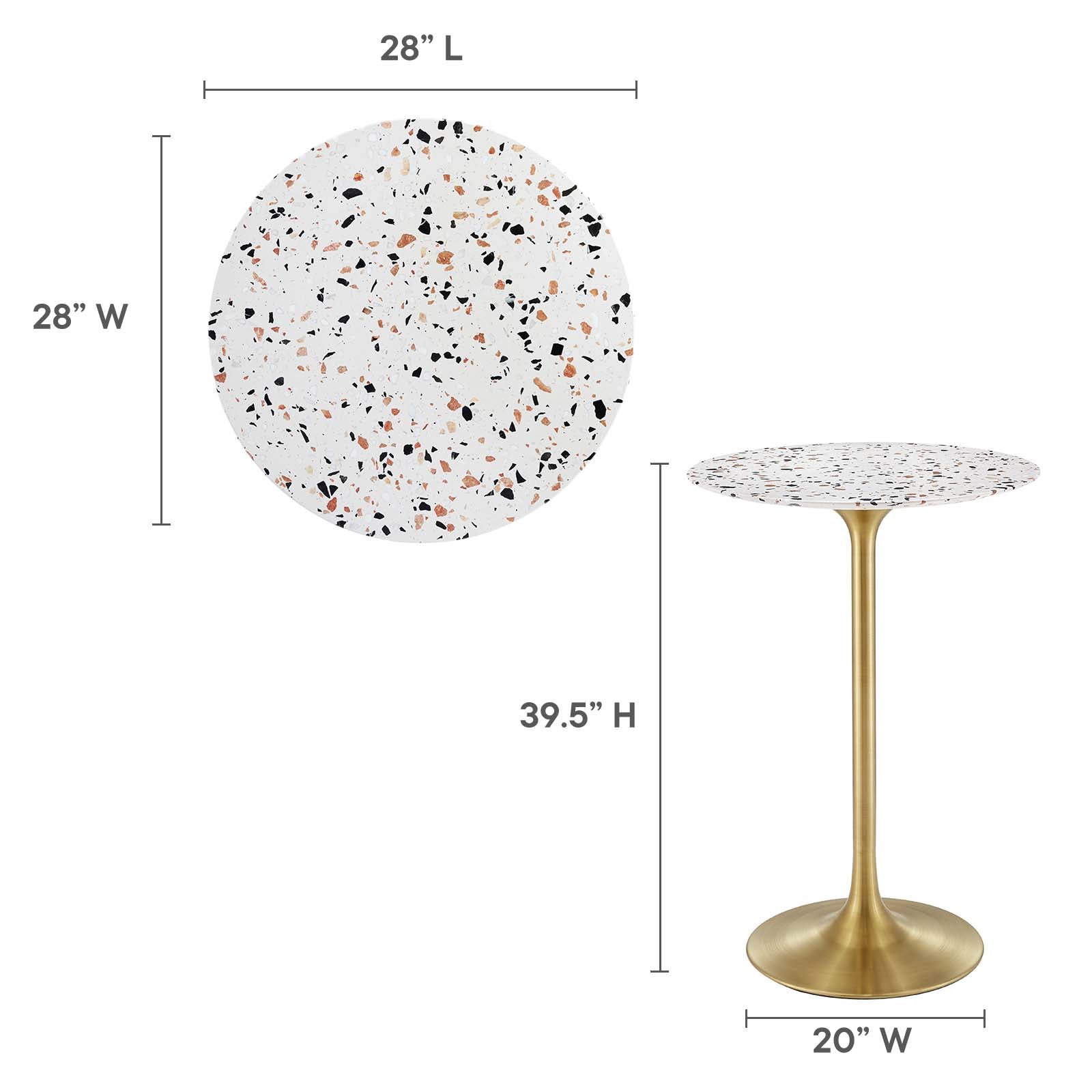 Lippa 28&quot; Round Terrazzo Bar Table By HouseBean