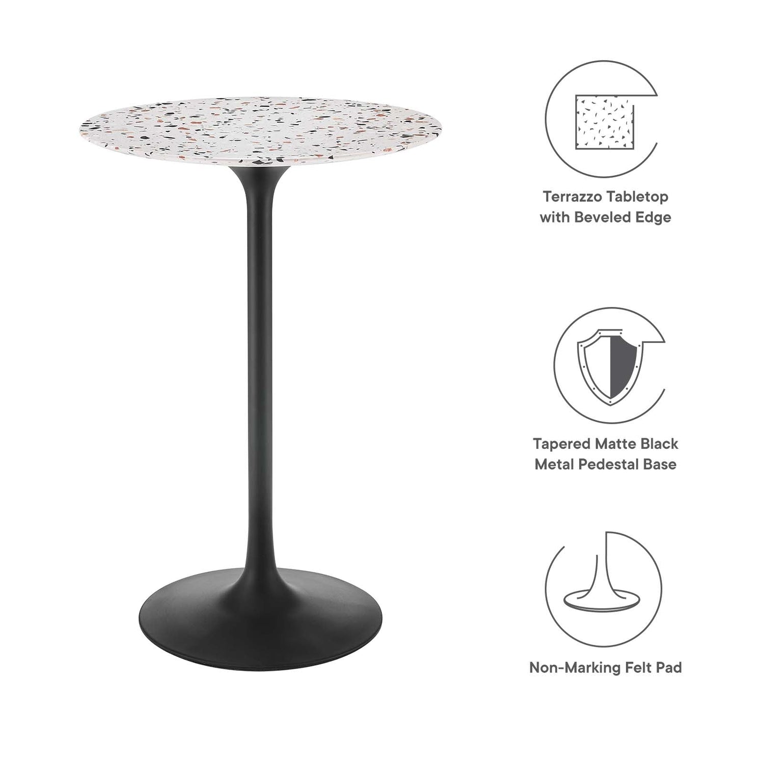 Lippa 28&quot; Round Terrazzo Bar Table By HouseBean