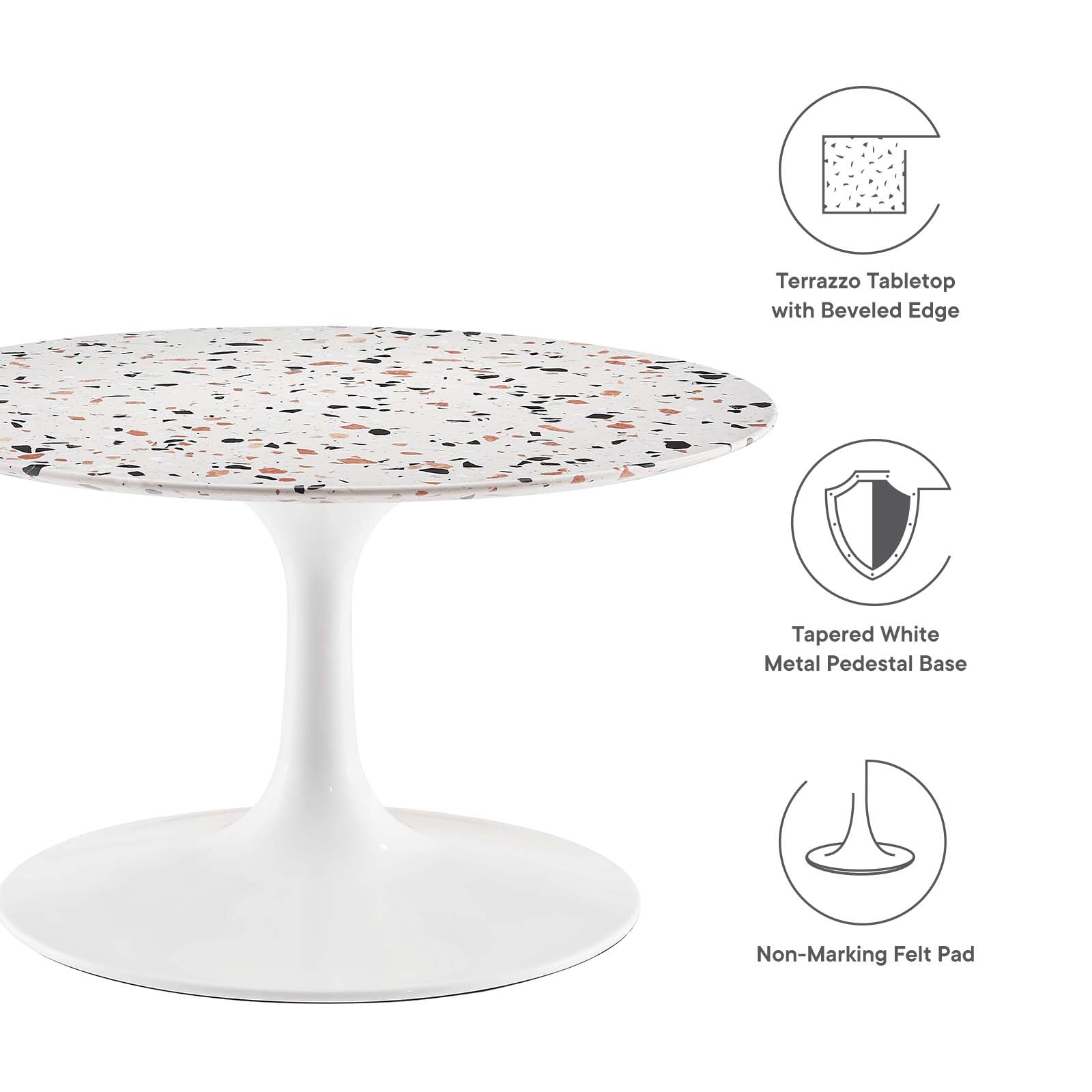 Lippa 28&quot; Round Terrazzo Coffee Table By HouseBean