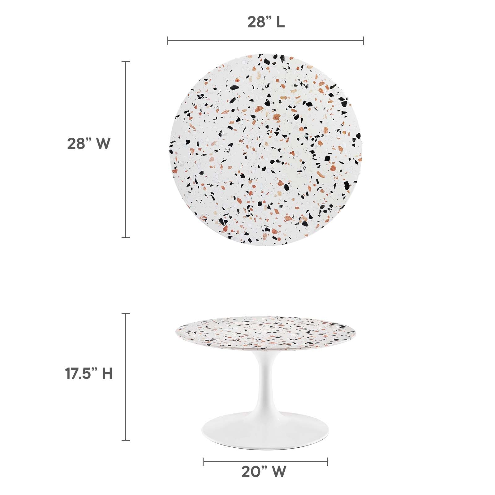 Lippa 28&quot; Round Terrazzo Coffee Table By HouseBean