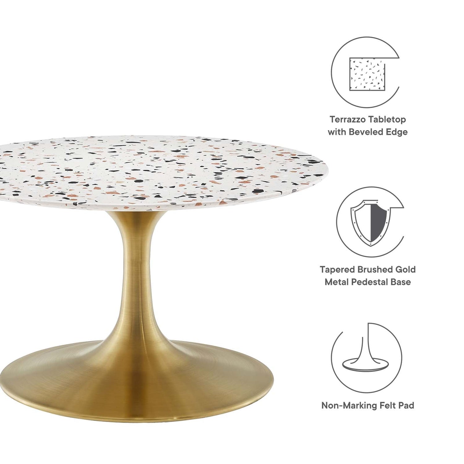 Lippa 28&quot; Round Terrazzo Coffee Table By HouseBean