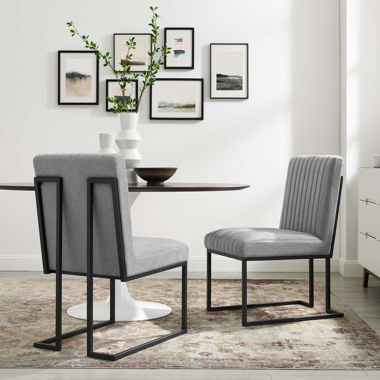 Indulge Channel Tufted Fabric Dining Chairs - Set of 2 By HouseBean