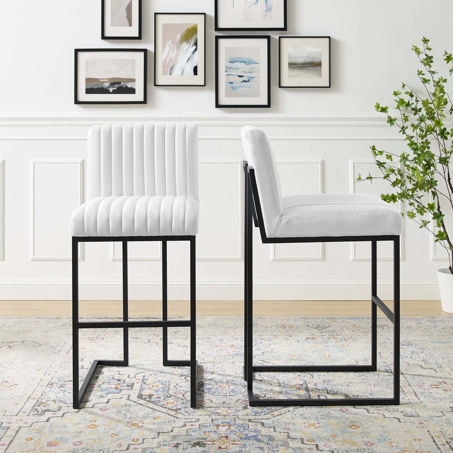 Indulge Channel Tufted Fabric Bar Stools by Modway