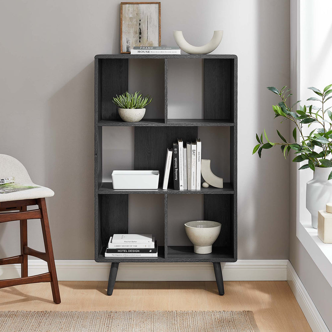 Transmit 5 Shelf Wood Grain Bookcase by Modway