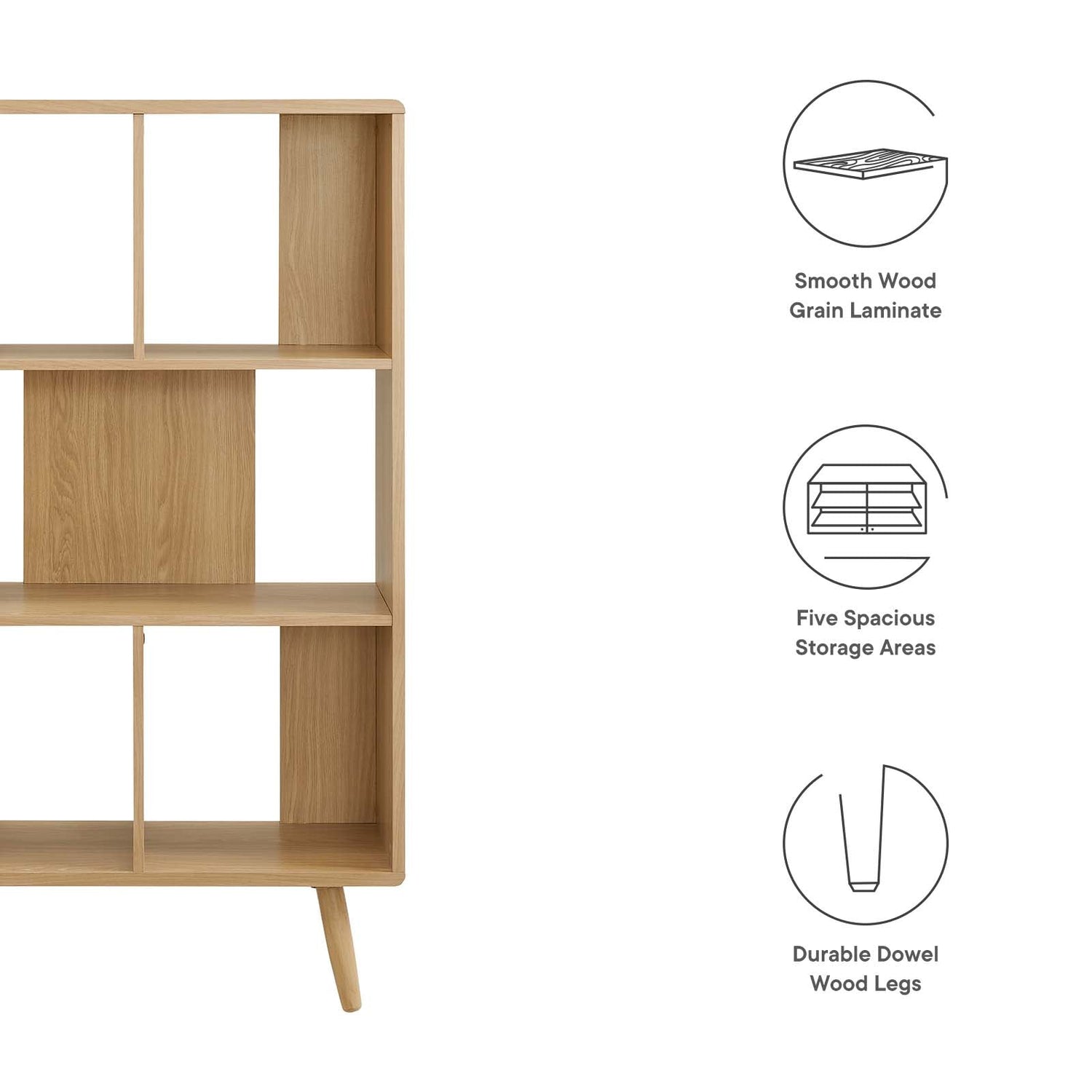 Transmit 5 Shelf Wood Grain Bookcase By HouseBean