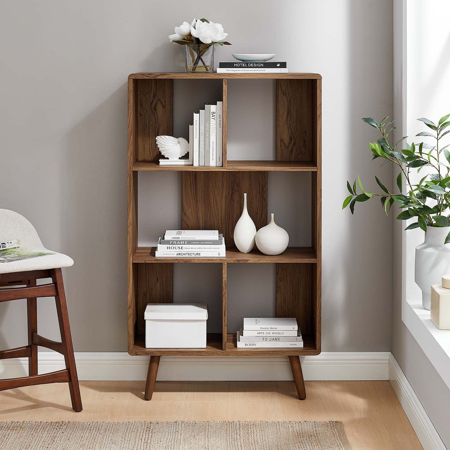 Transmit 5 Shelf Wood Grain Bookcase By HouseBean