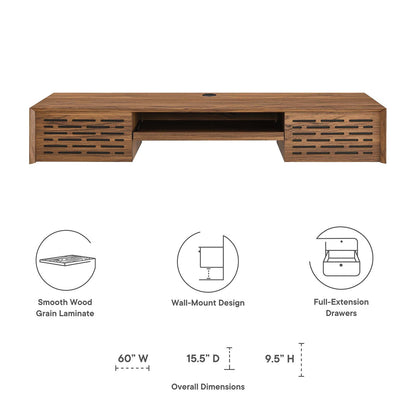 Merit 60&quot; Wall Mount Wood Office Desk By HouseBean