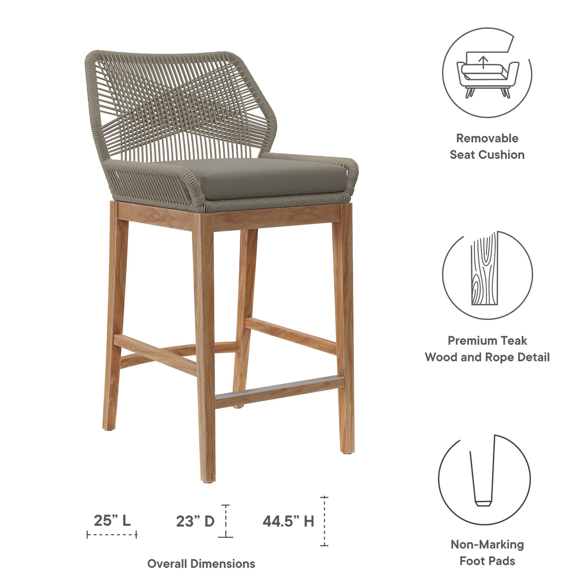 Wellspring 3-Piece Outdoor Patio Teak Wood Bar Set by Modway