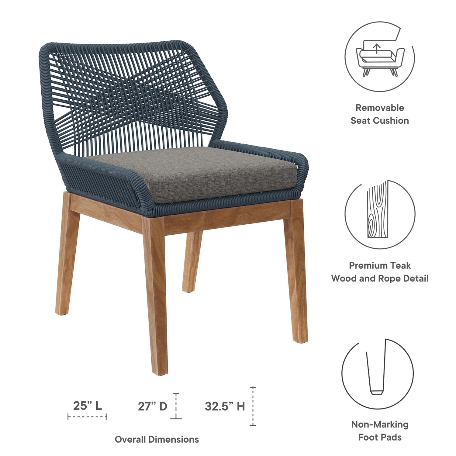 Wellspring Outdoor Patio Teak Wood Dining Chair by Modway