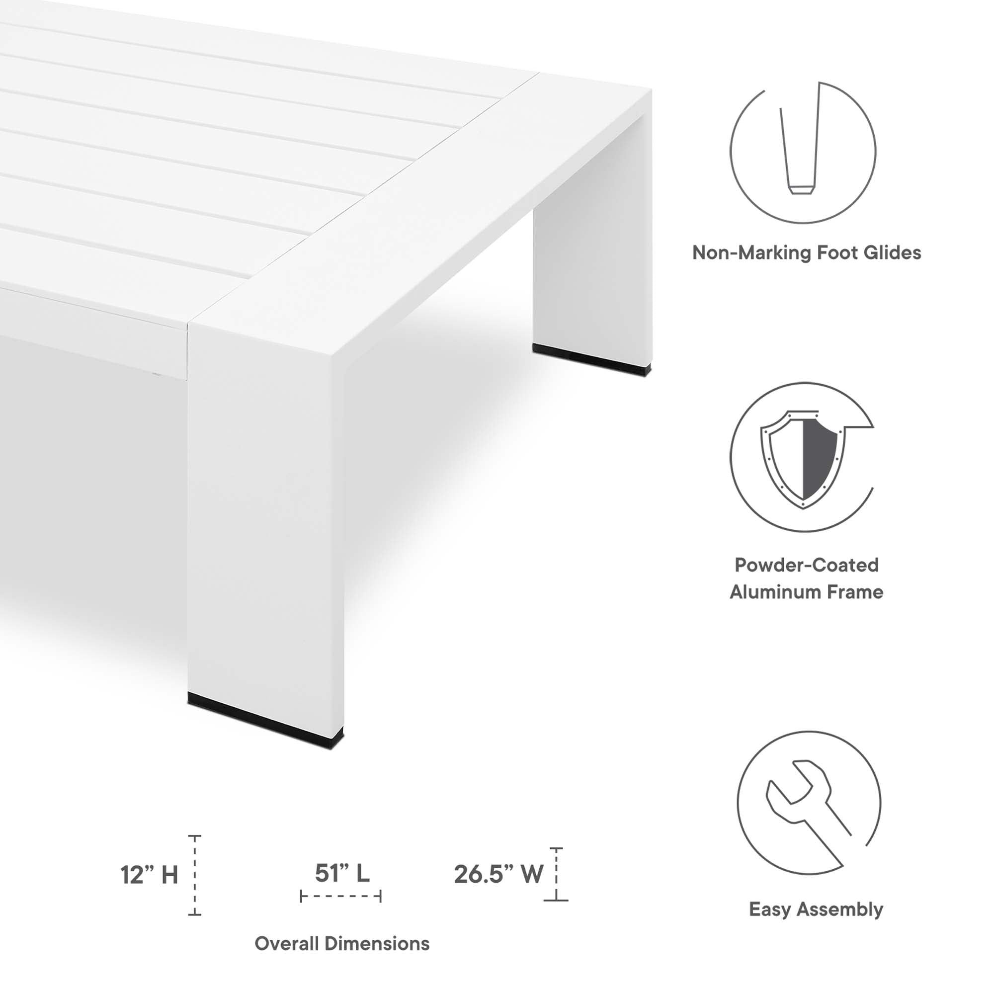 Tahoe 3-Piece Outdoor Patio Powder-Coated Aluminum Set by Modway