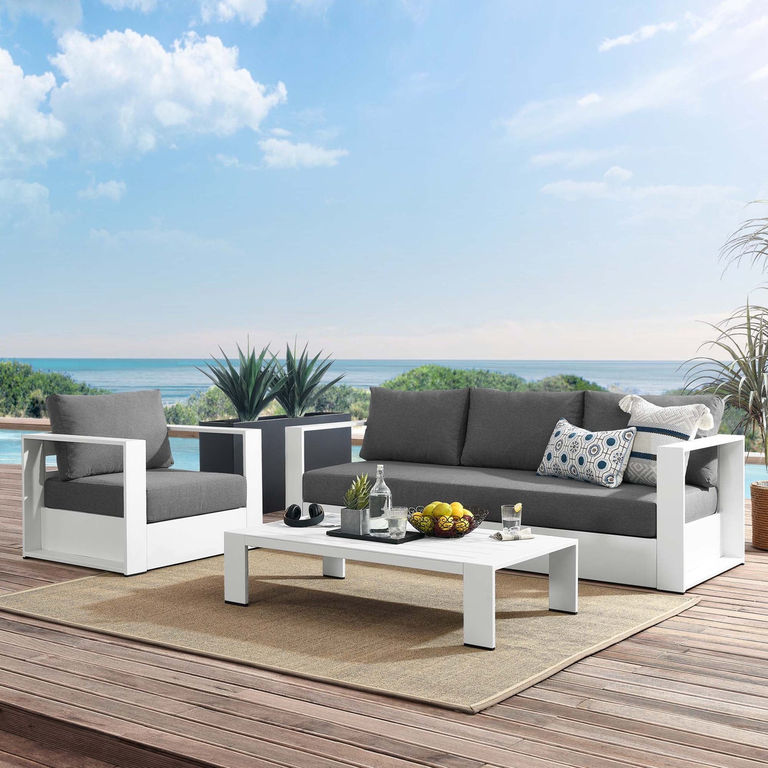 Tahoe 3-Piece Outdoor Patio Powder-Coated Aluminum Set by Modway