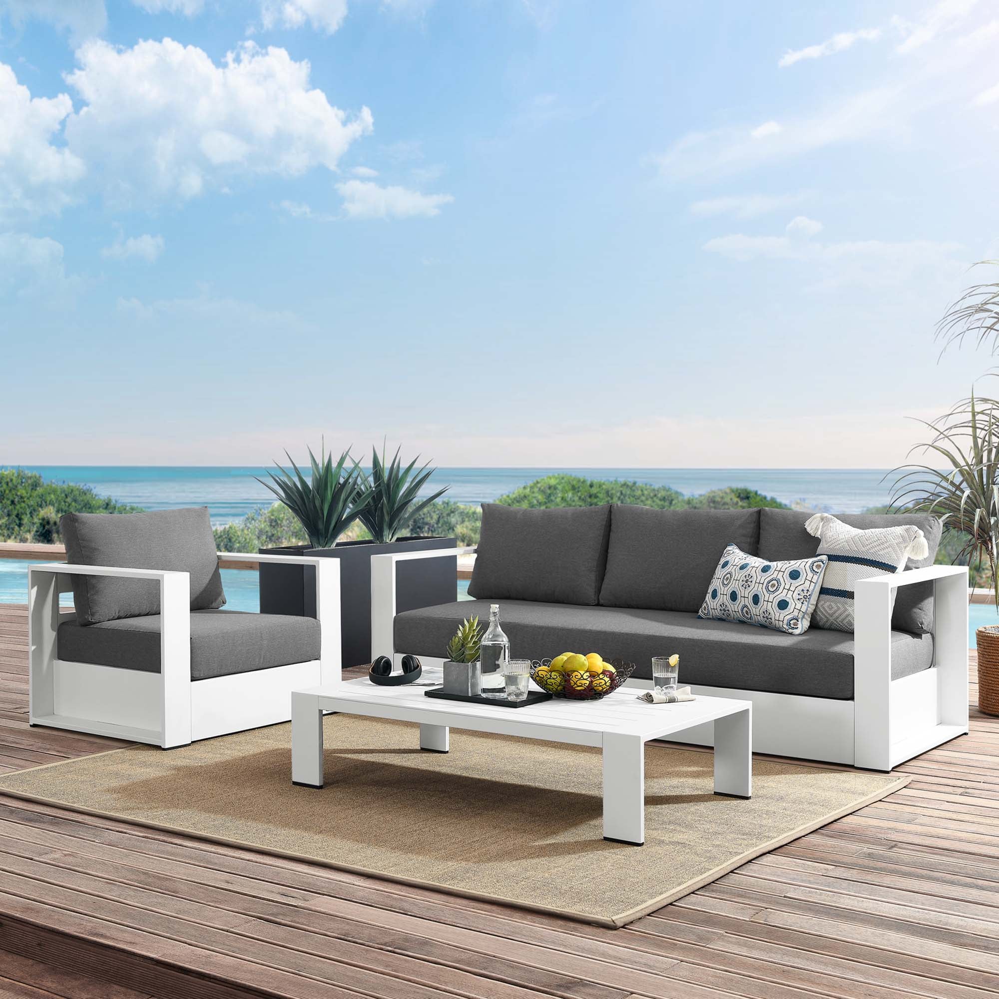 Tahoe 3-Piece Outdoor Patio Powder-Coated Aluminum Set by Modway