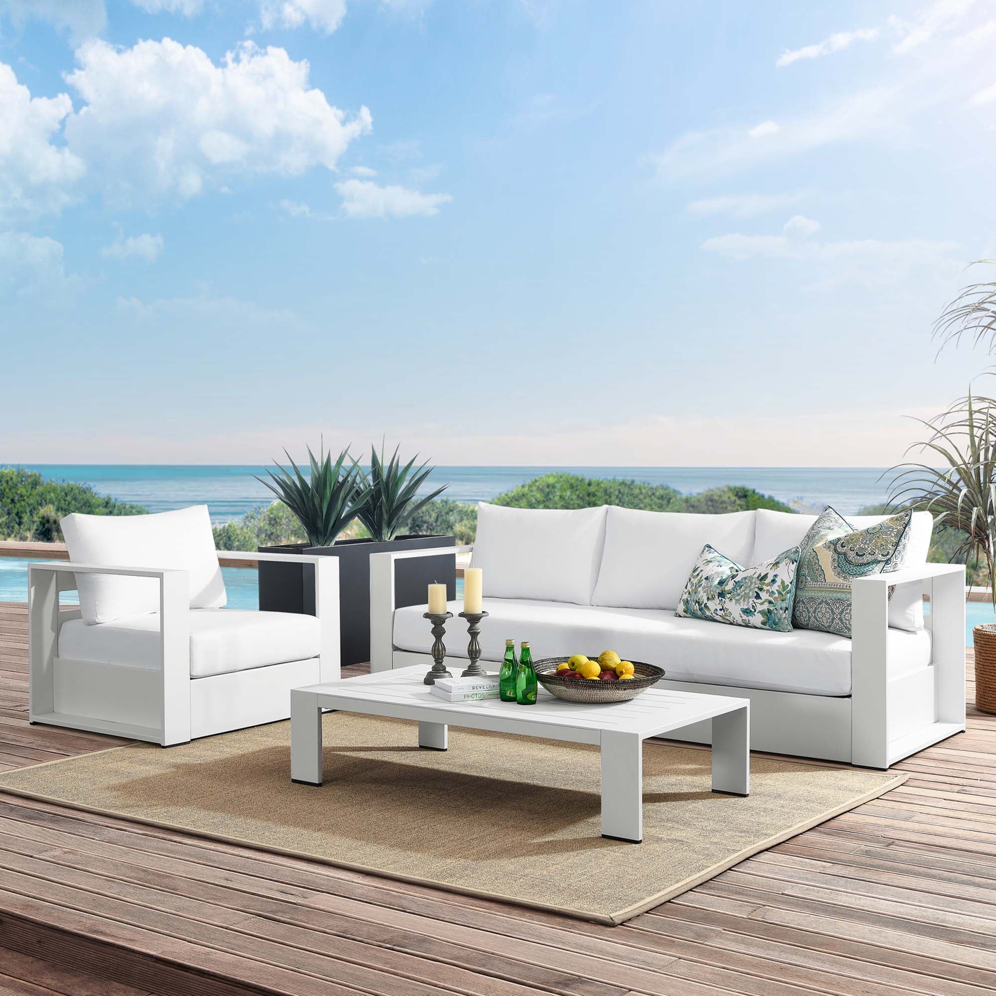 Tahoe 3-Piece Outdoor Patio Powder-Coated Aluminum Set by Modway