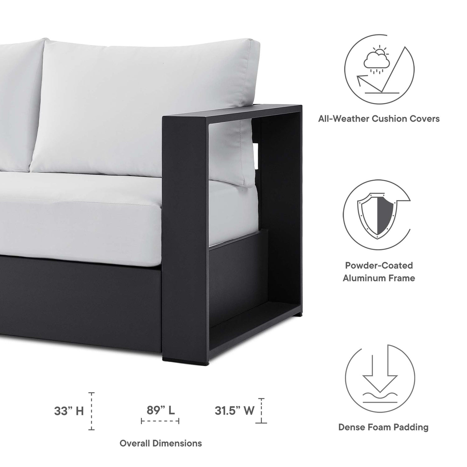 Tahoe 2-Piece Outdoor Patio Powder-Coated Aluminum Set by Modway