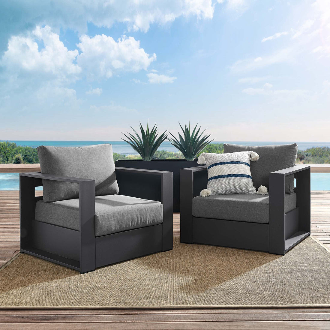 Tahoe 2-Piece Outdoor Patio Powder-Coated Aluminum Armchair Set by Modway