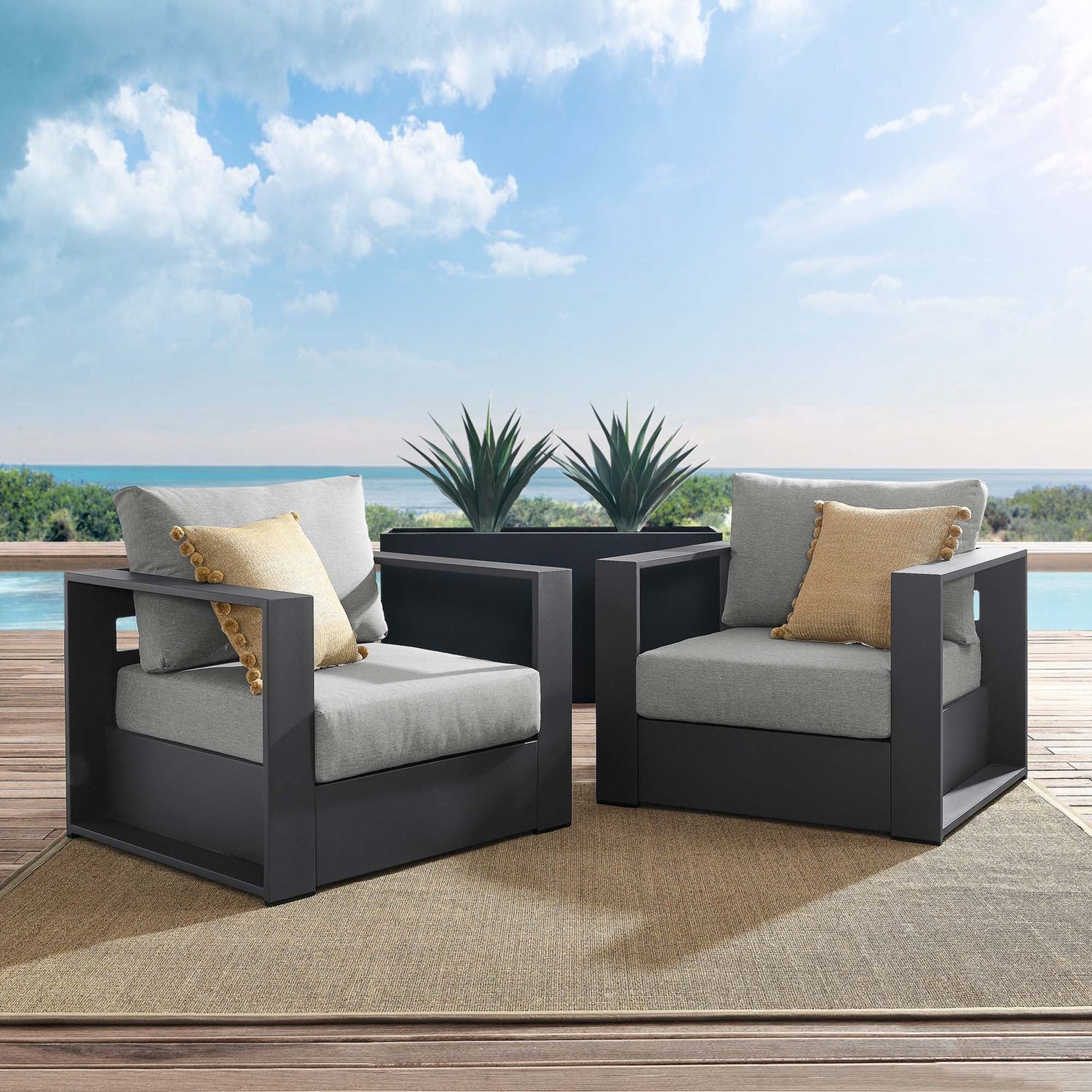 Tahoe 2-Piece Outdoor Patio Powder-Coated Aluminum Armchair Set by Modway