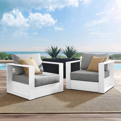 Tahoe Outdoor Patio Powder-Coated Aluminum 2-Piece Armchair Set By HouseBean