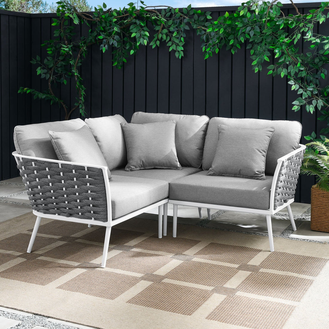 Stance Outdoor Patio Aluminum Small Sectional Sofa By HouseBean