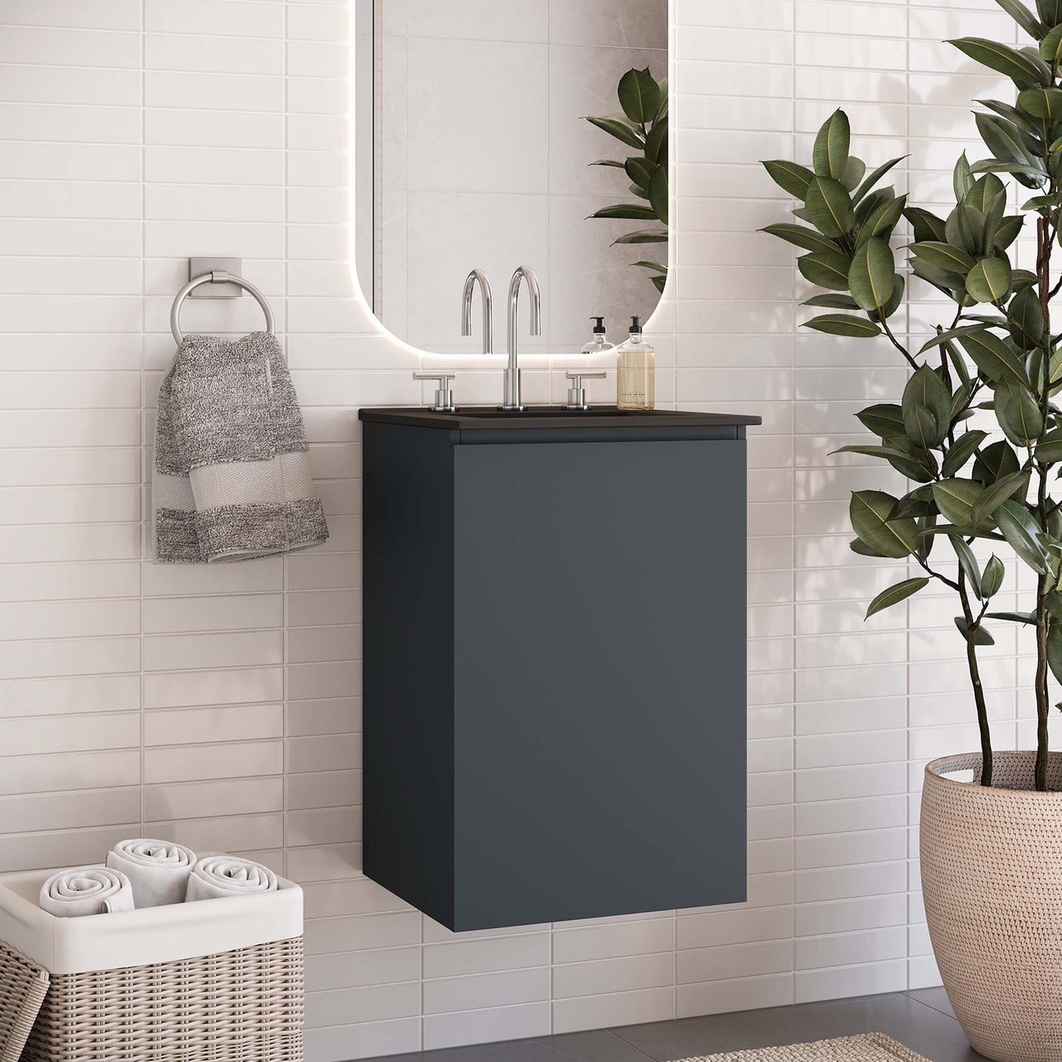 Bryn Wall-Mount Bathroom Vanity Basin Included by Modway