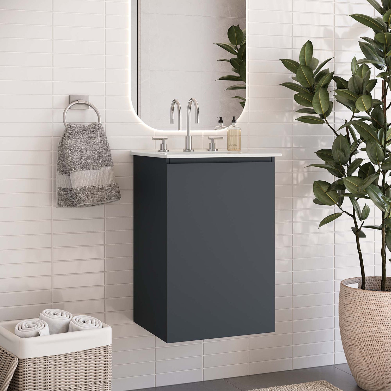 Bryn Wall-Mount Bathroom Vanity Basin Included by Modway
