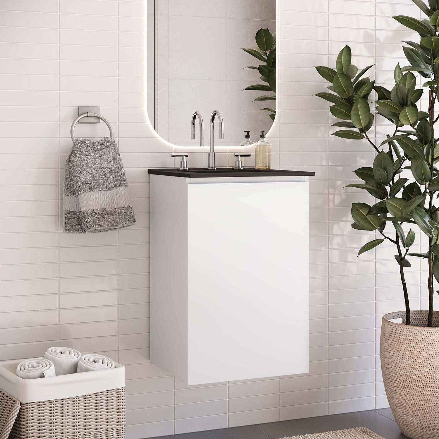 Bryn Wall-Mount Bathroom Vanity Basin Included by Modway