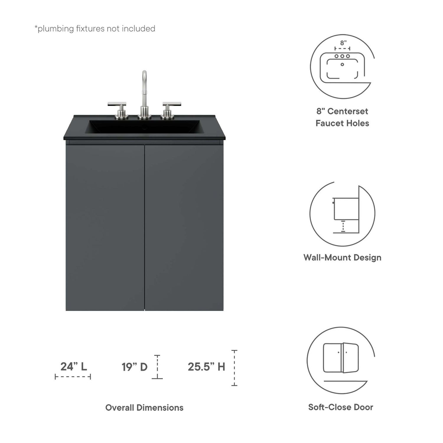 Bryn Wall-Mount Bathroom Vanity Basin Included by Modway