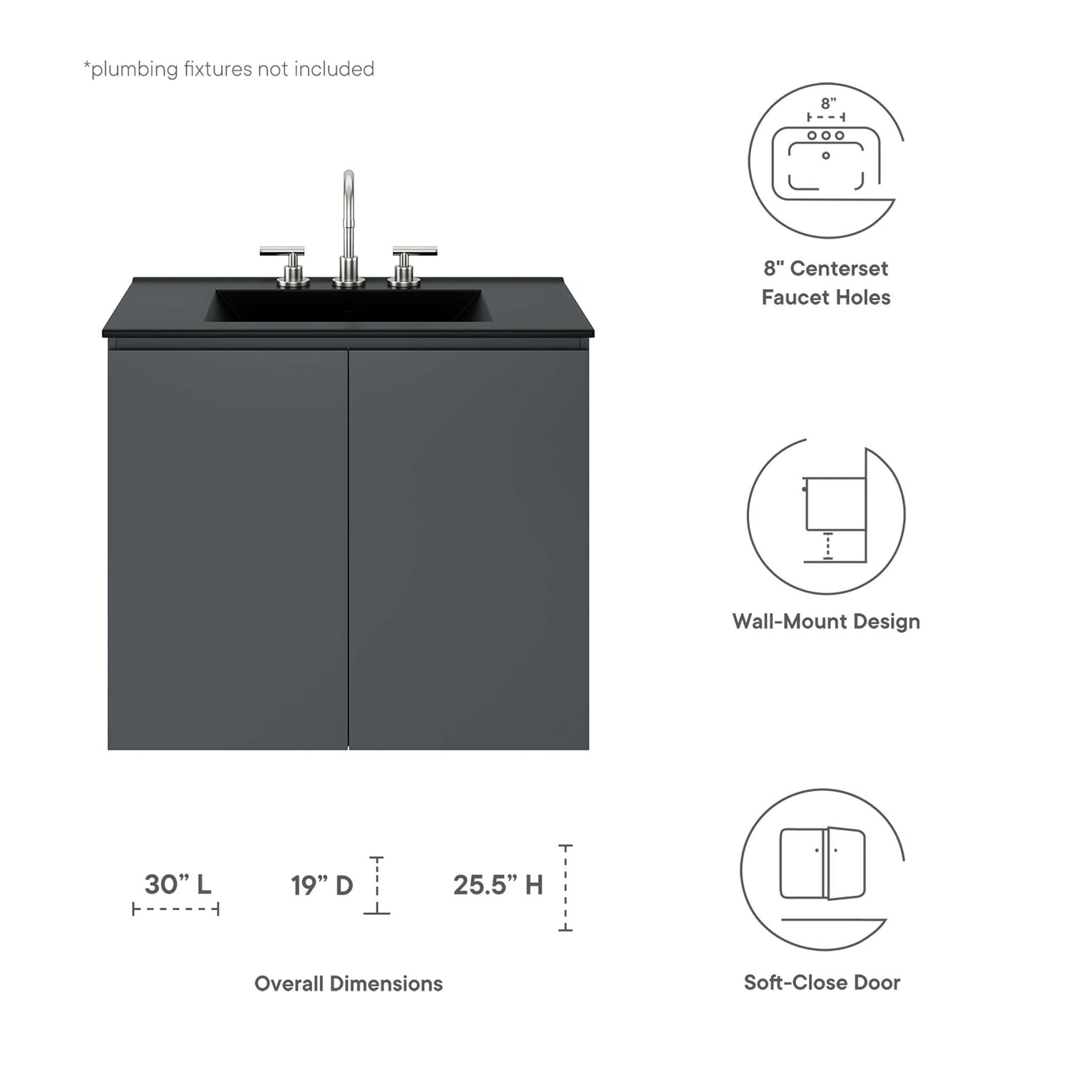 Bryn Wall-Mount Bathroom Vanity Basin Included by Modway