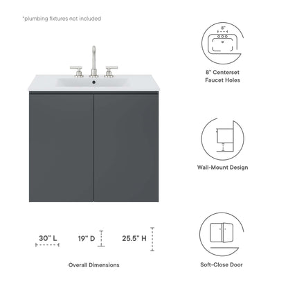 Bryn Wall-Mount Bathroom Vanity Basin Included by Modway