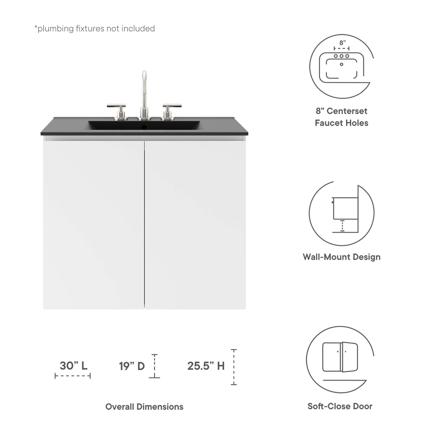 Bryn Wall-Mount Bathroom Vanity Basin Included by Modway