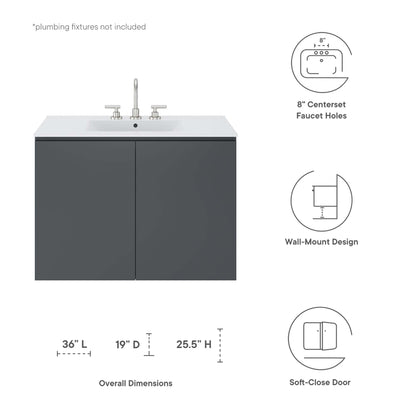 Bryn Wall-Mount Bathroom Vanity Basin Included by Modway