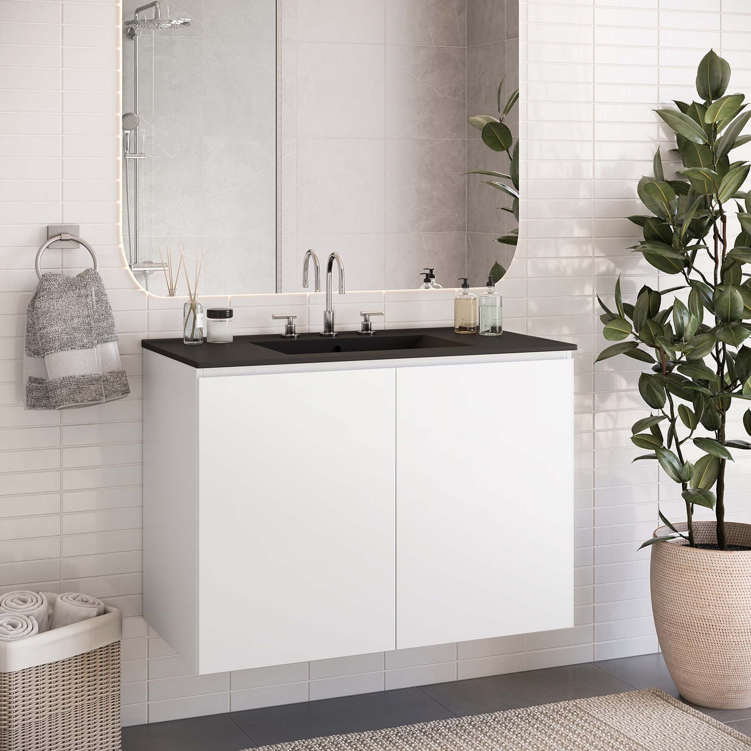 Bryn Wall-Mount Bathroom Vanity Basin Included by Modway