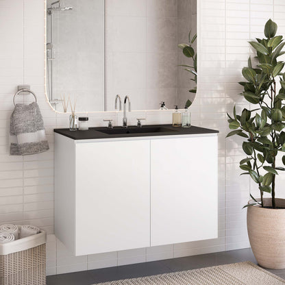 Bryn Wall-Mount Bathroom Vanity Basin Included by Modway