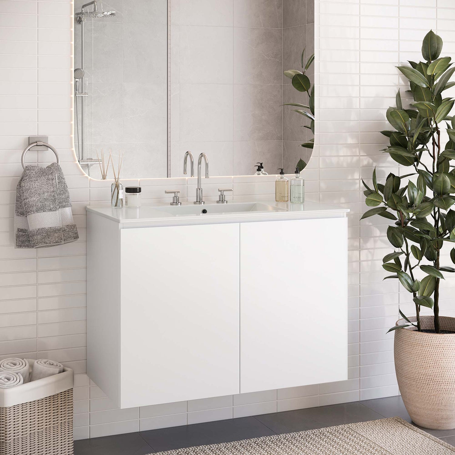 Bryn Wall-Mount Bathroom Vanity Basin Included by Modway