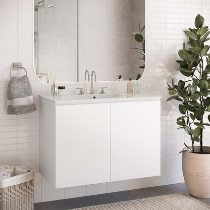 Bryn Wall-Mount Bathroom Vanity Basin Included by Modway