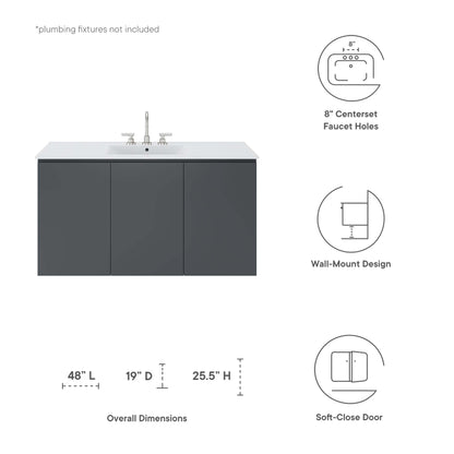 Bryn Wall-Mount Bathroom Vanity Basin Included by Modway
