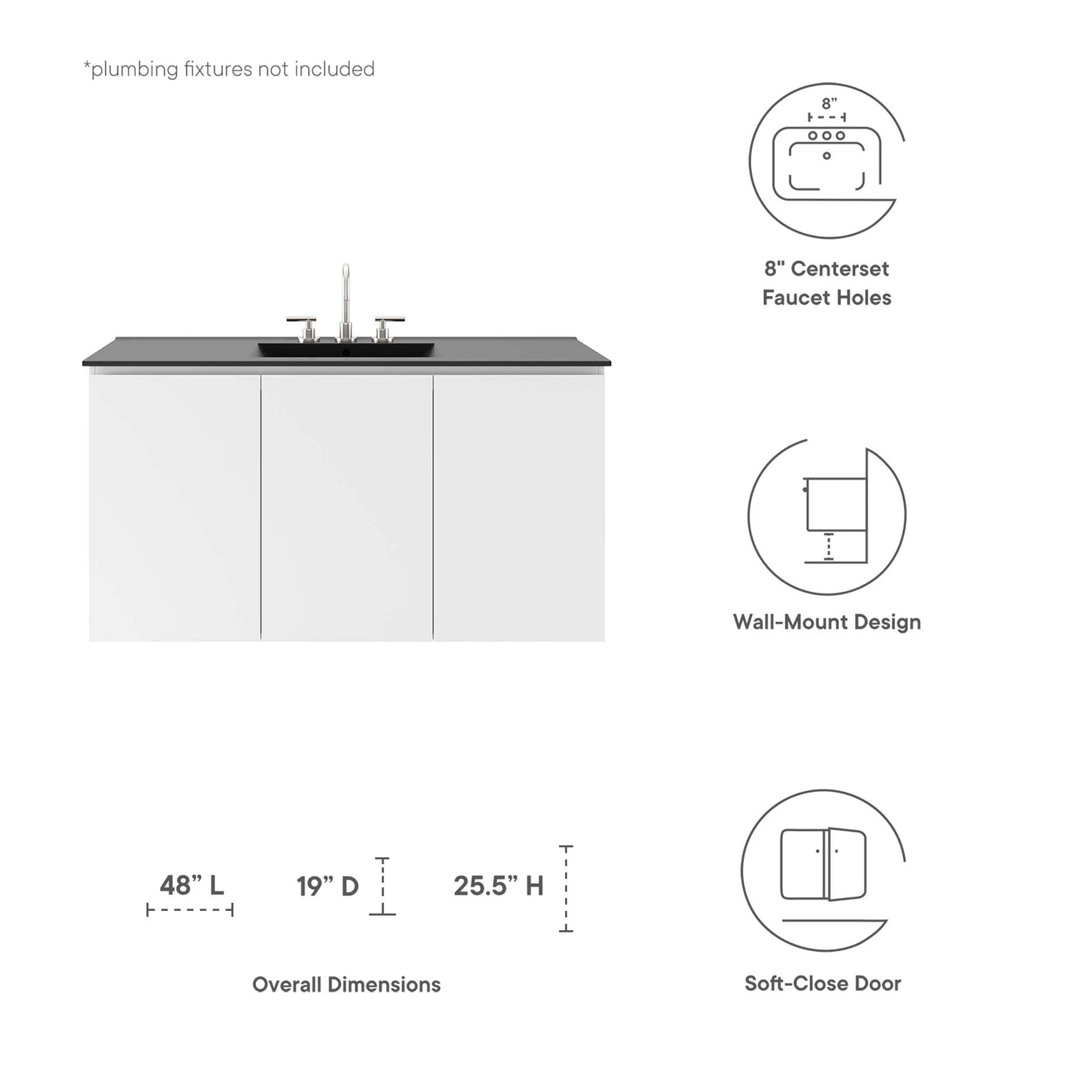 Bryn Wall-Mount Bathroom Vanity Basin Included by Modway
