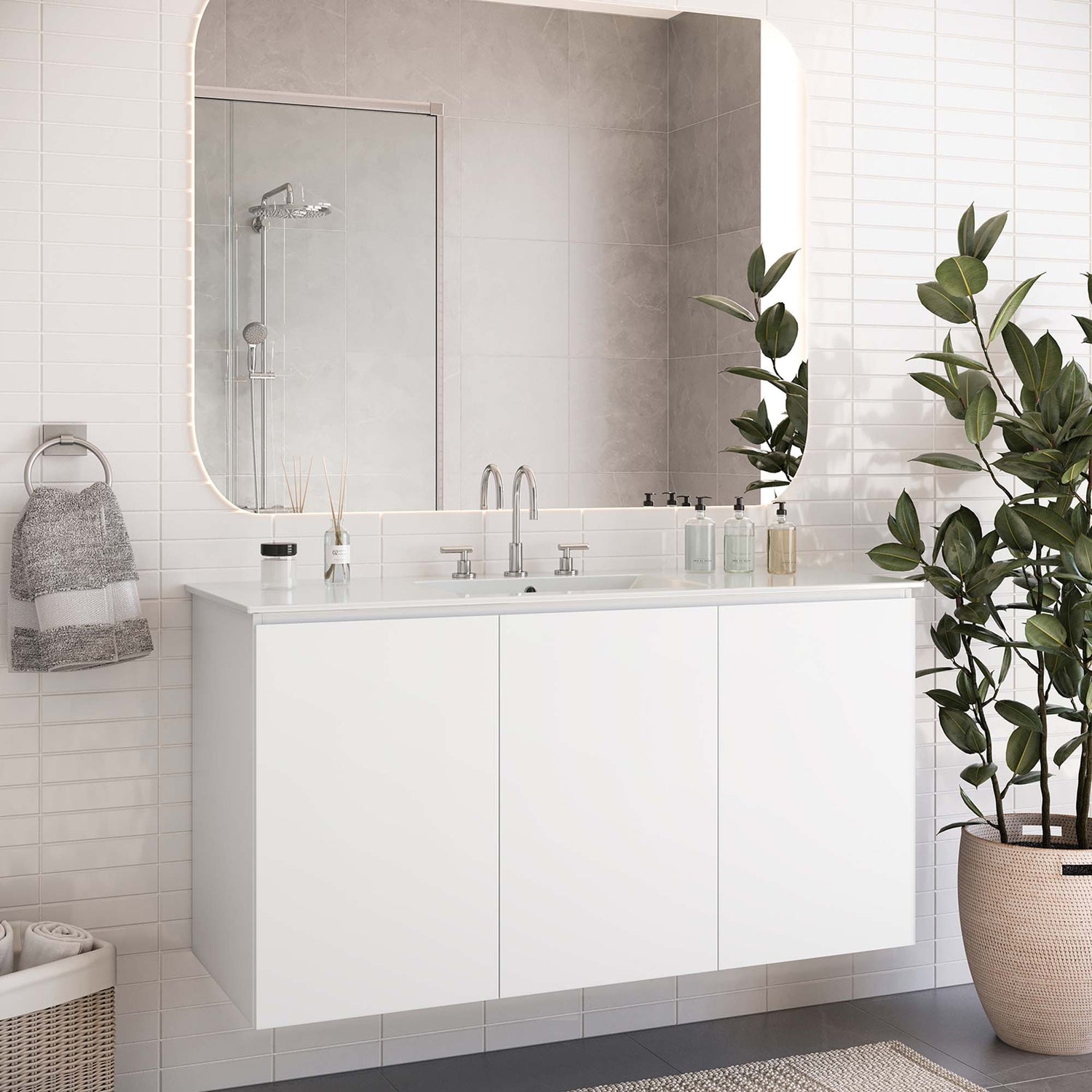 Bryn Wall-Mount Bathroom Vanity Basin Included by Modway