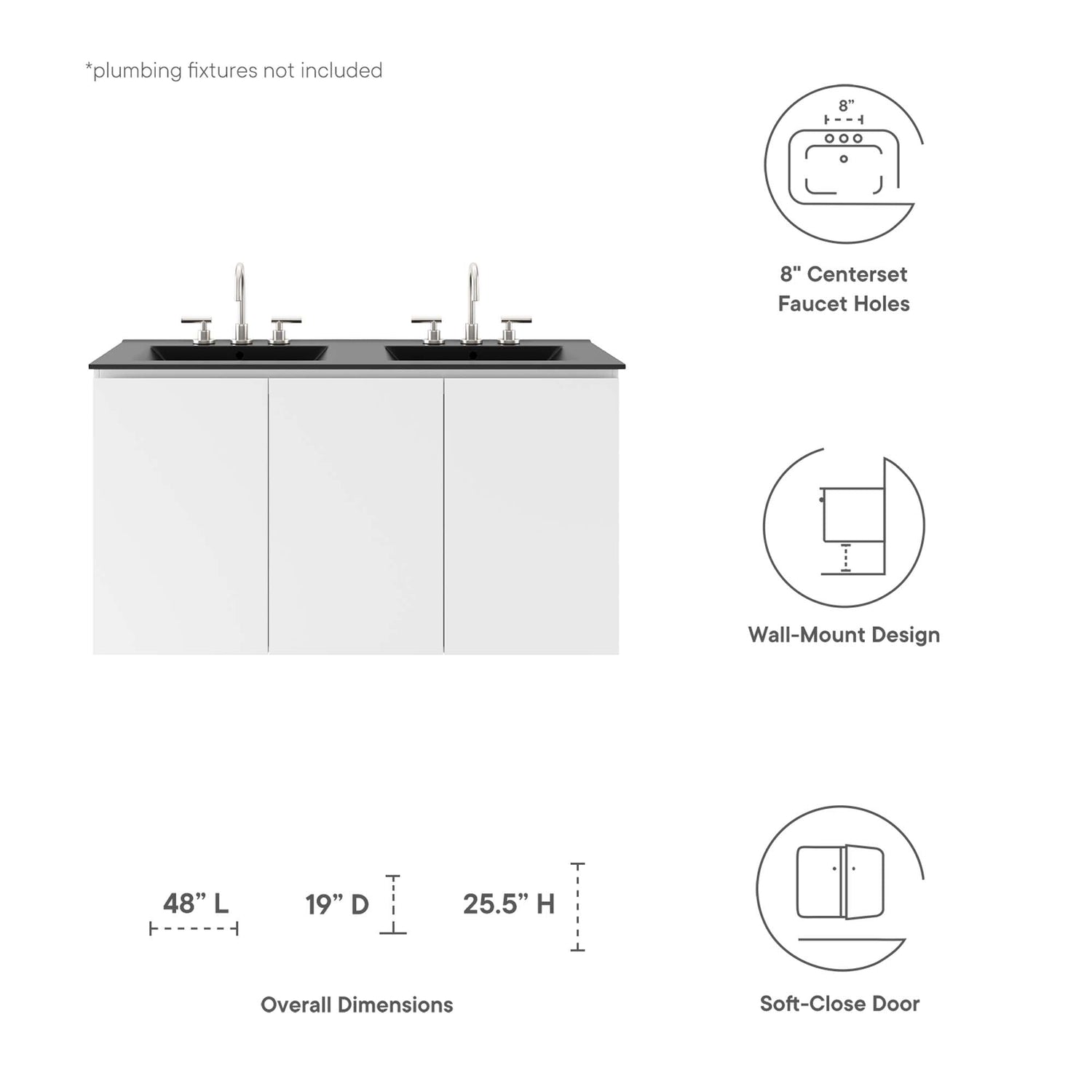 Bryn Wall-Mount Bathroom Vanity Basin Included by Modway