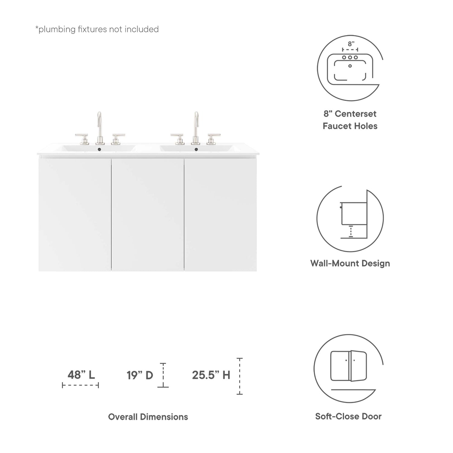 Bryn Wall-Mount Bathroom Vanity Basin Included by Modway