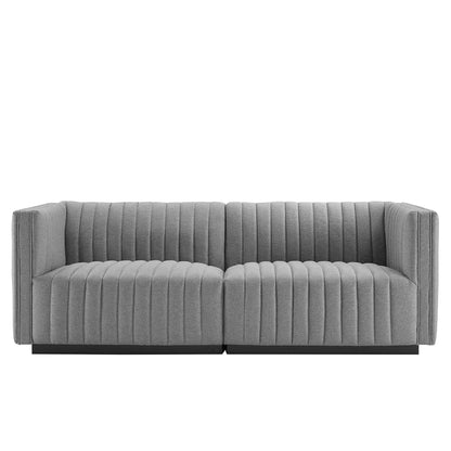 Conjure Channel Tufted Upholstered Fabric Loveseat By HouseBean