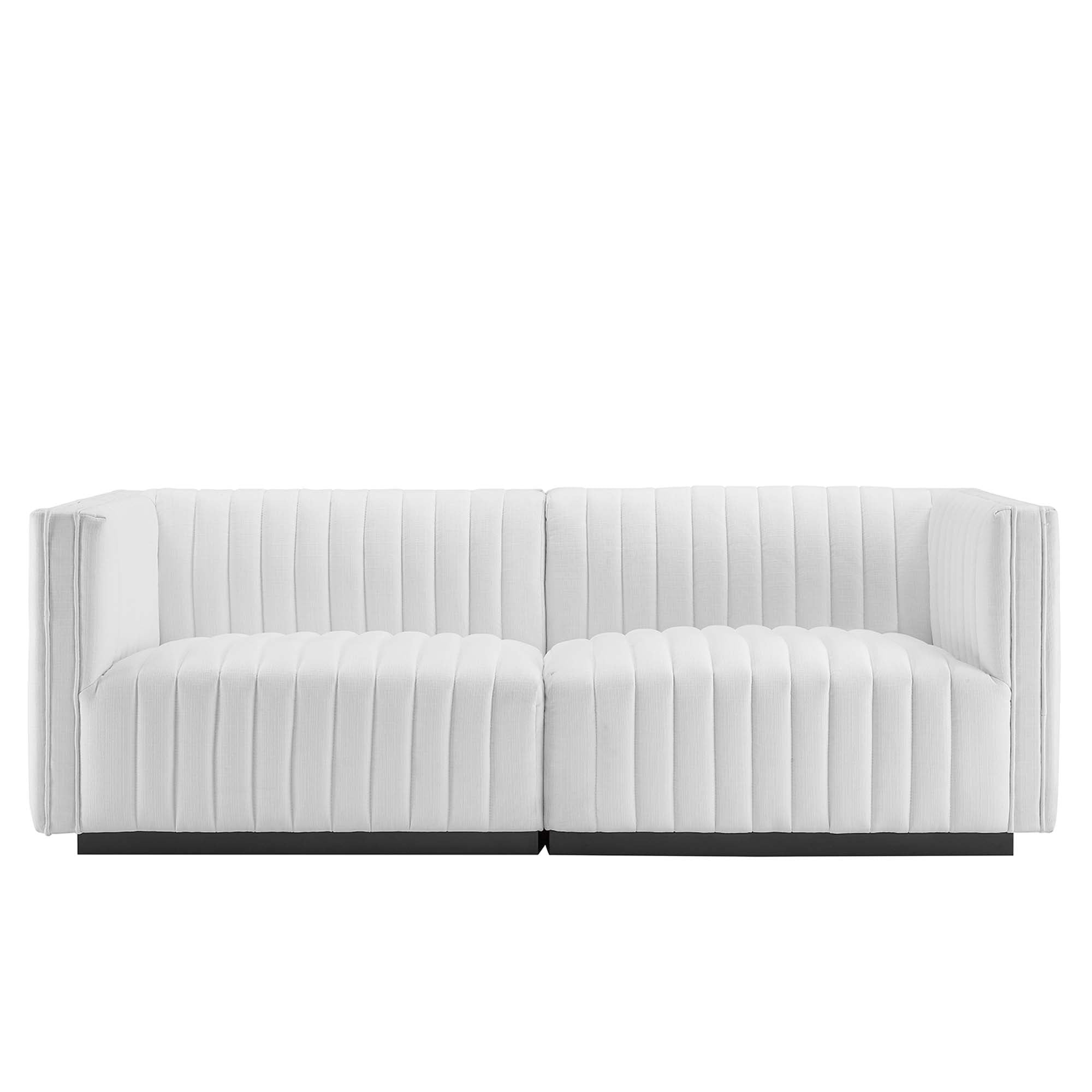 Conjure Channel Tufted Upholstered Fabric Loveseat By HouseBean