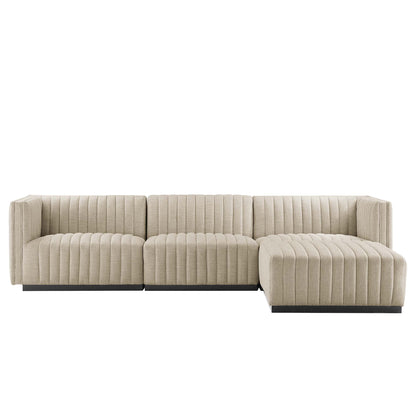 Conjure 4-Piece Channel Tufted Upholstered Fabric Sectional Sofa by Modway