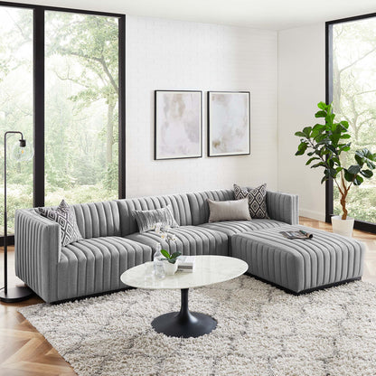 Conjure 4-Piece Channel Tufted Upholstered Fabric Sectional Sofa by Modway