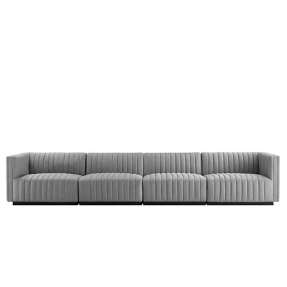 Conjure 4-Piece Channel Tufted Upholstered Fabric Sofa by Modway