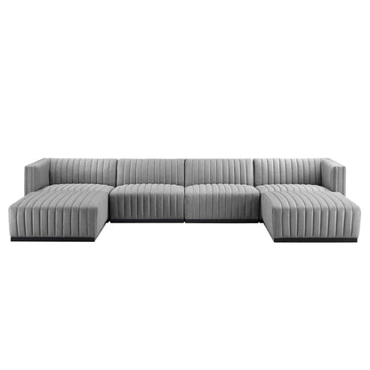 Conjure 6-Piece Channel Tufted Upholstered Fabric Sectional Sofa by Modway