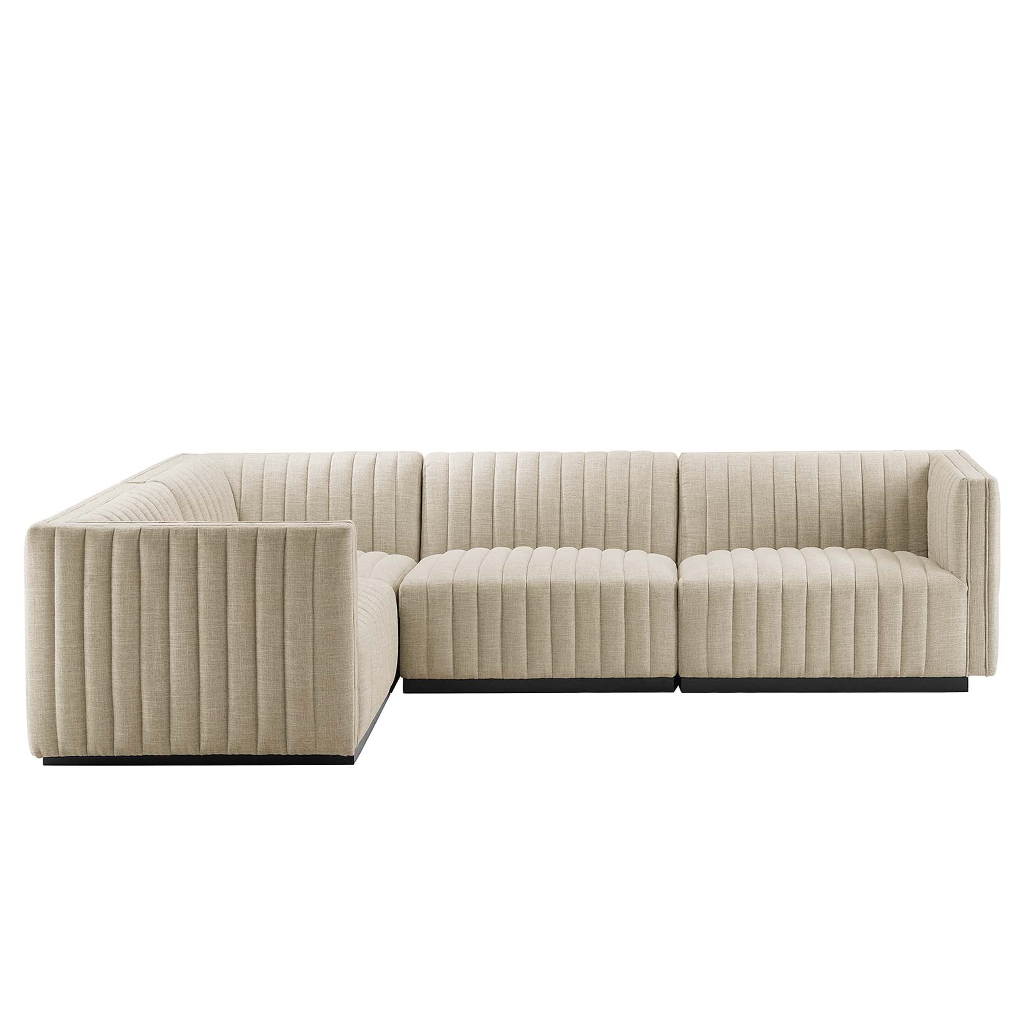 Conjure 4-Piece Channel Tufted Upholstered Fabric L-Shaped Sectional by Modway