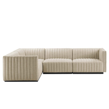 Conjure 4-Piece Channel Tufted Upholstered Fabric L-Shaped Sectional by Modway