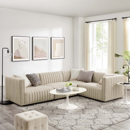 Conjure 4-Piece Channel Tufted Upholstered Fabric L-Shaped Sectional by Modway