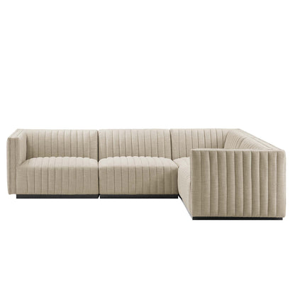 Conjure 4-Piece Channel Tufted Upholstered Fabric L-Shaped Sectional by Modway