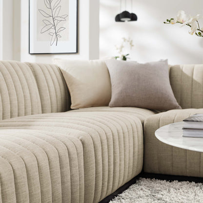 Conjure 6-Piece Channel Tufted Upholstered Fabric U-Shaped Sectional by Modway